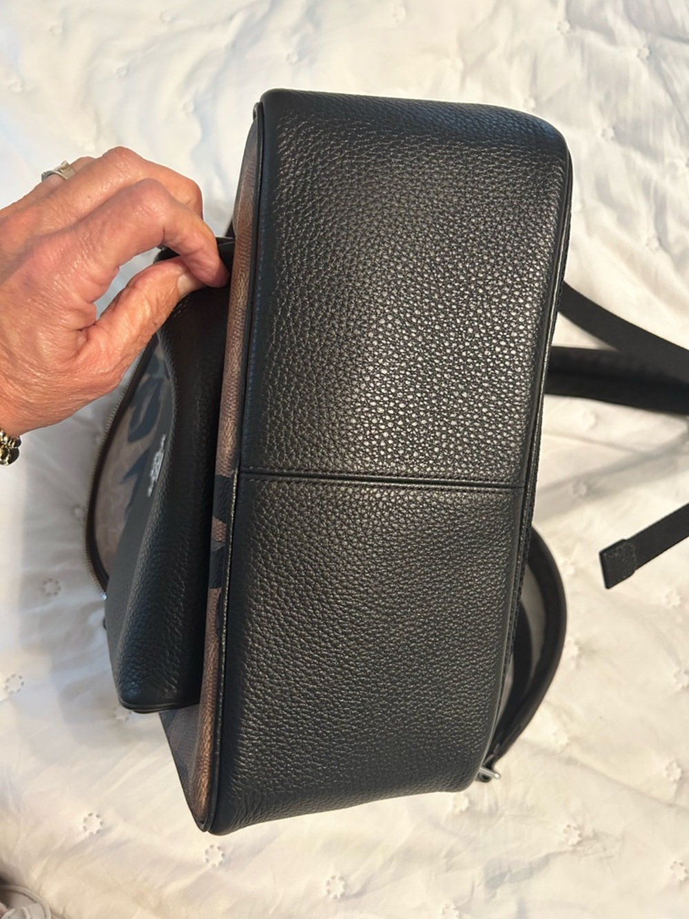 Coach Brown Canvas  Backpack with Black Bow Motif - Picture 7 of 8